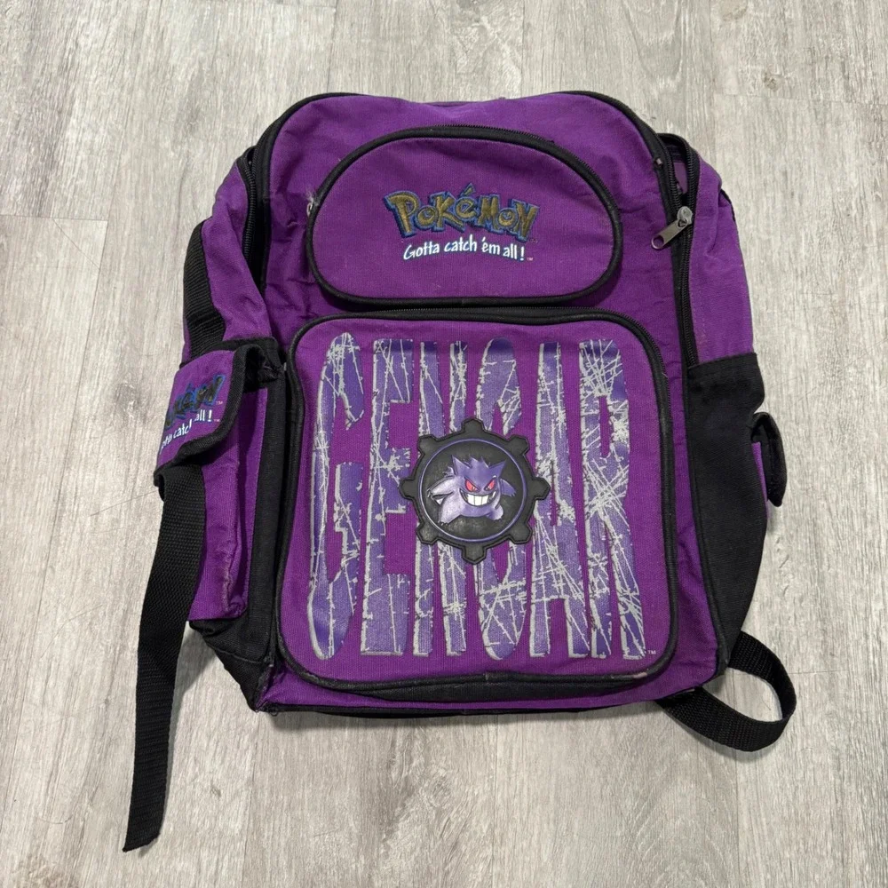 Vintage 2000 Nintendo Pokemon Gengar Backpack Purple Black Gotta Catch Em All